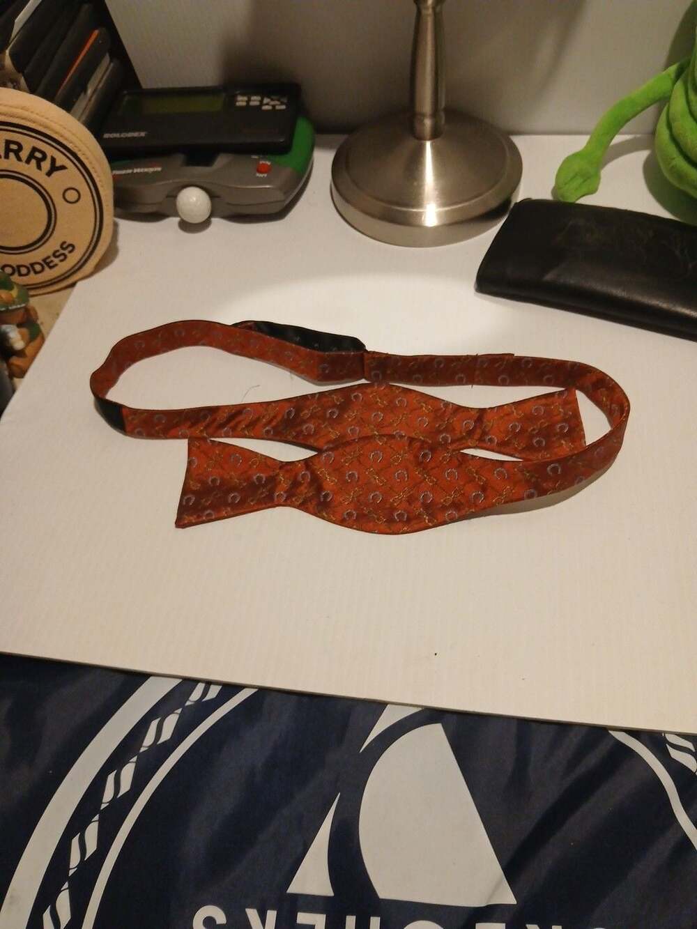 Rooster Bow Tie Adjustable All Silk Orange Horseshoe